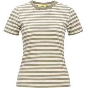 JJXX Jxgigi Str Ss Stripe Tee Jrs Sn T-shirt voor dames, Aloë/strepen: parel