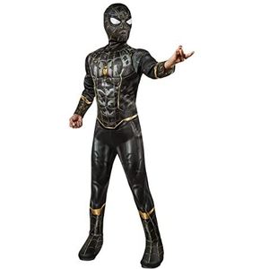 Rubie's Officieel Marvel Spider-Man No Way Home Deluxe kostuum voor kinderen, zwart en goud, zwart/goud, 8 jaar, Meerkleurig