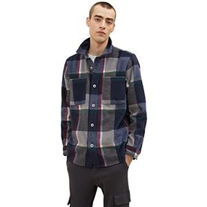 TOM TAILOR Heren hemd, 30767 - Blue Grey Beige Big Check, S, 30767 - Blue Grey Beige Big Check