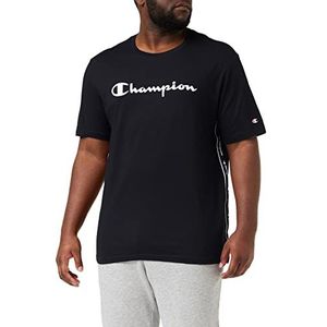 Champion American Tape-Big Logo S-s T-shirt met korte mouwen, zwart, S, zwart.