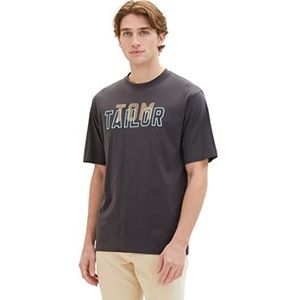 TOM TAILOR T-shirt Comfort Fit pour homme avec logo imprimé, 10899-Tarmac Grey, M