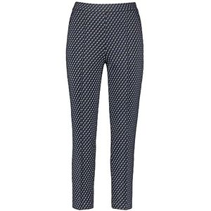 Gerry Weber Dames 7/8 stretch broek met zijsplitten 7/8 lengte 7/8 patroon zwart blauw 50/korte taille, Zwart/blauw patroon