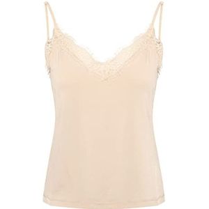 Part Two Part Two dames singlet top V-hals kant detail slim fit regular lengte top dames, Rokergrijs