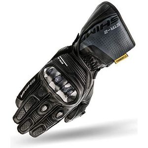 SHIMA STR-2 Motorhandschoenen voor heren, touchscreen, zomer, sport en leer, met enkelbescherming van carbon, hand- en vingers, versterkte handpalm (zwart, 3XL)
