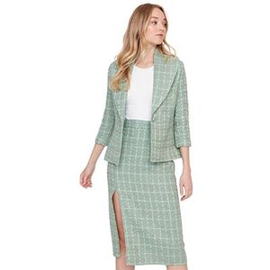 Trendyol Dames Blazer Plaid geweven stof jassen mantel dames, groen, 34, Groen