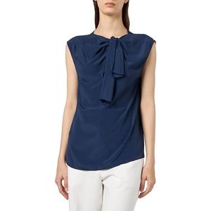 Pinko Tiberino Top Crepe De Chine T-Shirt Femme, G57_bleu Cérémonie, 34