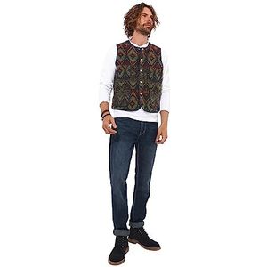 Joe Browns Azteekse vest met drukknopen, ton-sur-ton herenvest (1 stuk), Groen