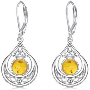 Keltische knoop oorbellen sterling zilver peridot / amber / maansteen / zwarte onyx / lapis lazuli - Ierse sieraden - cadeau voor vrouwen en meisjes, Sterling zilver