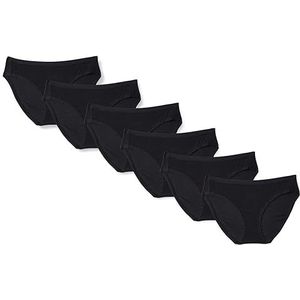 Amazon Essentials Bikinislip voor dames, katoen, 6 stuks, grote maten, zwart, XS
