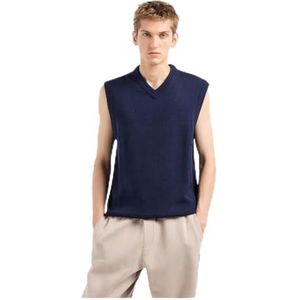 Armani Exchange The Urban Expedition, duurzaam, tab logo sweater vest navy, S, marineblauw, S, Navy Blauw