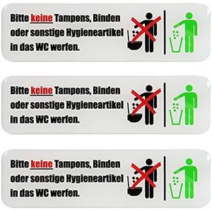 BIKE-label 3 stuks 3D-stickers 125 x 35 mm Geen hygiëneartikelen in het toilet 900215VE
