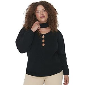 Trendyol Trui Uni Casual oversized opstaande kraag trainingspak dames, zwart, XXL, zwart.