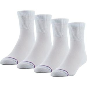 MediPEDS Quarter Socks with Non-Binding Top and Cushion, Multipairs, White (4-Pairs), Shoe Size: Men's 7-12 Women's 10-13
