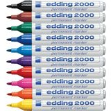 Edding 2000 C permanente marker, zwart, 10 pen, ronde punt 1,5-3 mm, sneldrogend, water- en veegbestendig, voor karton, kunststof, hout, metaal, universele marker