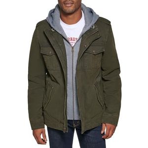 Levi's Jas met capuchon en vier zakken voor heren, Olijfgroen, M