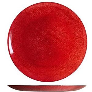 H&h Set van 6 platte borden met rode glitter charme 28 cm