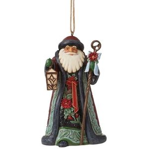 Enesco 6012887 Jim Shore Holiday Manor kerstman met stok en lantaarn, H/O 11,4 cm