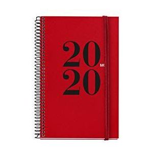 Miquelrius 1 x agenda 2020, weekoverzicht, horizontaal, Spaans, 117 x 182 mm (SVH), rood