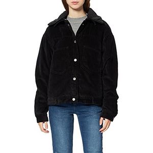 Urban Classics Sherpa Corduroy jas voor dames, oversized jas, Zwart (zwart/zwart 00825)