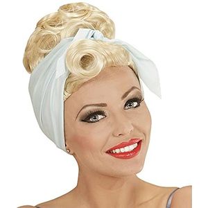 Widmann 01851 Pin-Up-pruik, blond, rockabilly met haarband, lichtblauw