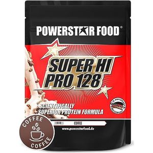 Powerstar SUPER HI PRO 128 1 kg | Multicomponent eiwitpoeder | Hoogst mogelijke biologische waarde | Proteïnepoeder met 79% SS-eiwit | Geproduceerd in Duitsland | Coffee