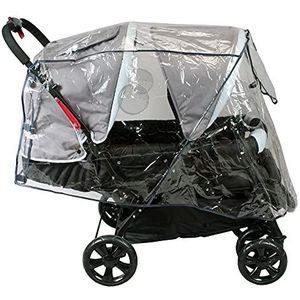 Bambisol Regenhoes voor dubbele kinderwagen, met overkapping, transparant