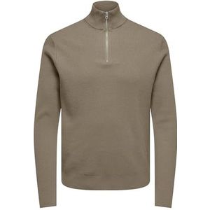 ONLY & SONS Pull en tricot pour homme, coupe normale, haut fermé, Desert Taupe, XXL