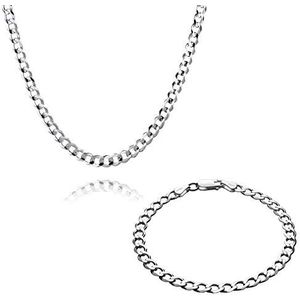 STERLL Sieradenset voor heren, halsketting en armband, sterling zilver 925, geschenkdoos voor mannen, sterling zilver