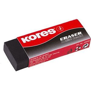 Kores - KE-20 PVC gum, zwart, met papieren tas, voor kinderen, studenten en volwassenen, niet giftig en geschikt voor kinderen, school- en kantoorbenodigdheden, 60 x 21 x 10 mm, 20 stuks