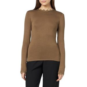 VERO MODA Vmrosa Ls Highneck Top Jrs Noos T-shirt met lange mouwen voor dames, Zand