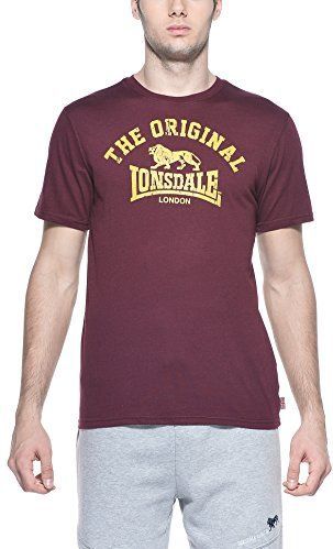 Lonsdale Origineel T-shirt voor heren, Trendy oude rode wijn.