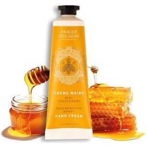 Panier des Sens - Handcrème voor droge huid honing – mini hydraterende handcrème – sheaboter en amandelolie – handverzorging gemaakt in Frankrijk – 97% natuurlijke ingrediënten – 30 ml