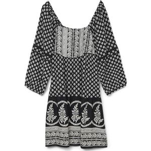 VERO MODA Vmsimi Savanna WVN Ga Robe courte 3/4 pour femme, Noir, L