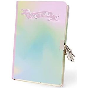 I-TOTAL® - Geheim dagboek met metalen slot en twee sleutels/geheim dagboek met puntpagina's, geheim dagboek, witte kaart (Rainbow Dream)
