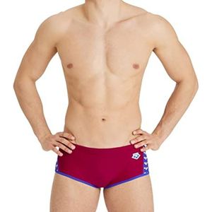 ARENA Icons Zwembroek voor heren, kort paneel, lage taille, zwembroek voor heren, Bourgondië/Fluo Blauw