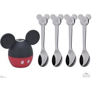 WMF Disney Mickey Mouse zoutvaatjes met 4 lepels van gepolijst Cromargan roestvrij staal, vaatwasmachinebestendig, 5 stuks