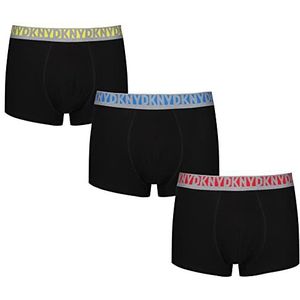 DKNY Set van 3 zwarte boxershorts van katoen met elastische tailleband van zacht nylon, zwart, S, zwart.