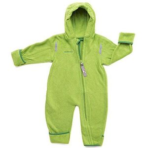 Hoppediz Fleece overall, extra lange benen, perfect voor babydraagtas, hand- en voetmanchetten - groen 48-52