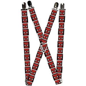 Buckle Down Kids' Marvel Comics Suspenders - Spider-man gezicht zwart/wit blok, meerkleurig, eenheidsmaat, Meerkleurig