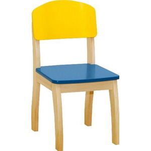 roba Kinderstoel van massief hout – zithoogte 31 cm – geel/blauw