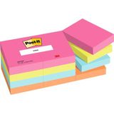 Post-it Opmerkingen, Poptimistische kleuren, 12 blokken, 100 vellen per blok, 38 mm x 51 mm, roze, groen, blauw, oranje – zelfklevende notities voor notities, takenlijsten en herinneringen