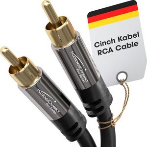 KabelDirekt 10 meter subwooferkabel 1 cinch naar 1 cinch audio/digitaal/video (coaxkabel stekker op stekker voor versterker/hifi, audio- of composietvideosignaal, 75 ohm, zwart)