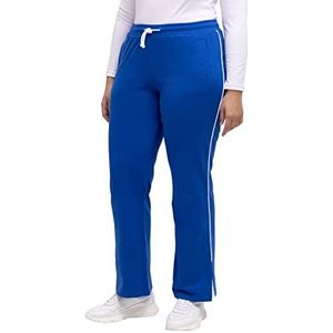 Ulla Popken Pantalon de jogging pour femme, fente à l'ourlet, passepoil, taille élastique, cordon de serrage, bleu roi, 50W / 32L