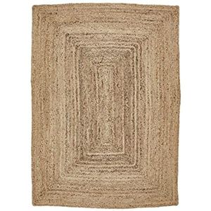 Luxor Living Salo Jute tapijt, natuurlijk tapijt, plat, handgemaakt, duurzaam, voor slaapkamer en woonkamer, kleur: naturel, afmetingen: 60 x 110 cm