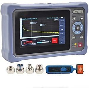 QIIRUN OTDR NK4000D glasvezeltester OTDR 1310/1550 nm 26/24 dB met 4,3 inch OTDR 11-in-1 touchscreen met VFL OPM OLS RJ45 evenementenkaart, FC/UPC SC ST LC connectoren inbegrepen