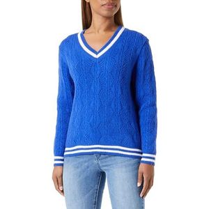 Dreimaster Maritim Pull rétro en tricot à col en V pour femme Bleu roi XS/S, bleu marine, XS