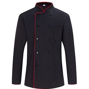 MISEMIYA Herren Kochjacke Kz-6821 KZ-6821 heren keukenjack voor jongens (1 stuk), Keukenjassen 842B - Zwart