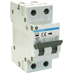 Interrupteur magnéto-thermique 1P+N 10 A 6 kA Classe C, protection contre les surcharges et les courts-circuits dans les installations électriques.