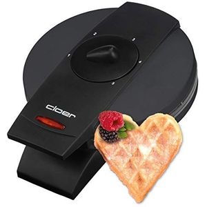 Cloer 1620 wafelmachine voor klassieke hartjeswafels, 930 W, wafelgrootte 15,5 cm, traploos instelbare bruiningsgraad, Zwart