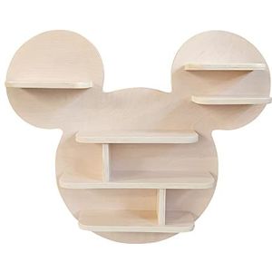 Disney Wandrek in Mickey Mouse-vorm, 8 opbergplanken, natuurlijke afwerking, 72 x 12 x 62 cm (b x d x h)